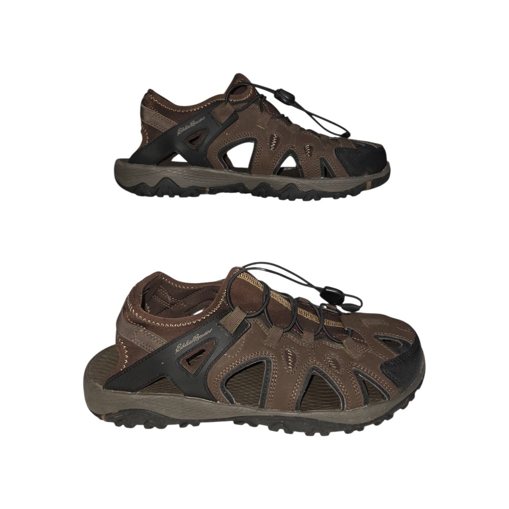 Eddie Bauer Rainier Mens Brown Closed Toe Hiking Sandals Bungee Lace Size 11M